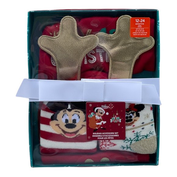 Disney Mickey Mouse Holiday Accessory Set 12-24M - Picture 1 of 11